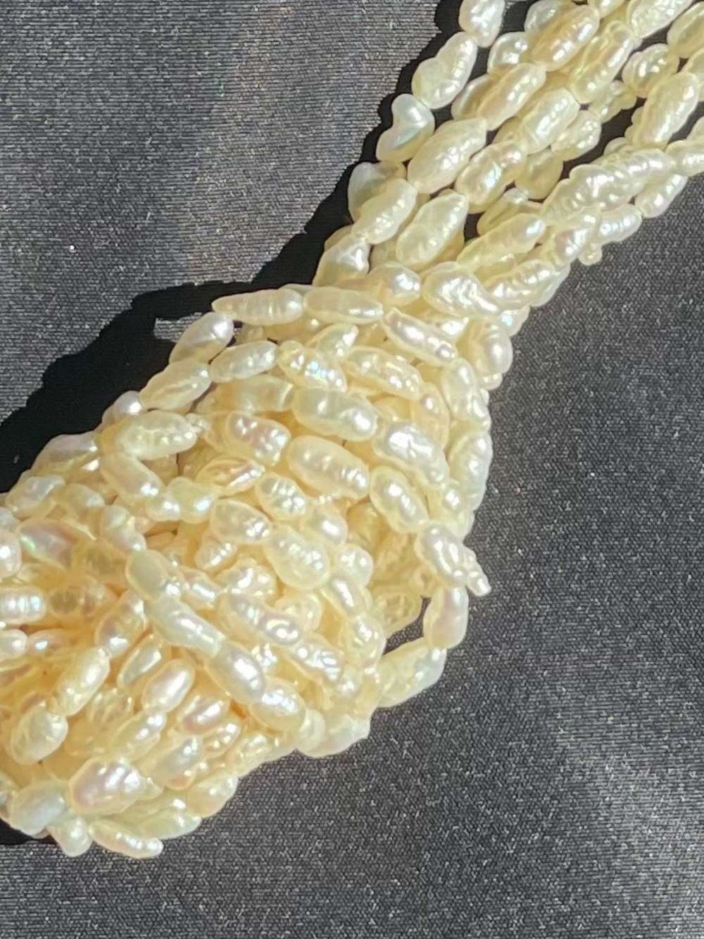 Multi-Strand Freshwater Keshi Pearl Necklace - Cream Pearlescent